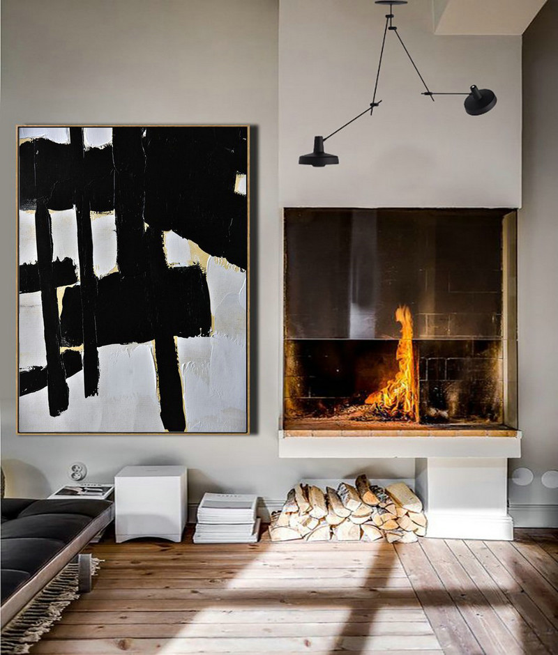 Original Extra Large Wall Art,Minimalist Painting On Canvas, Palette Knife Vertical Minimal Art - Large Wall Art Canvas